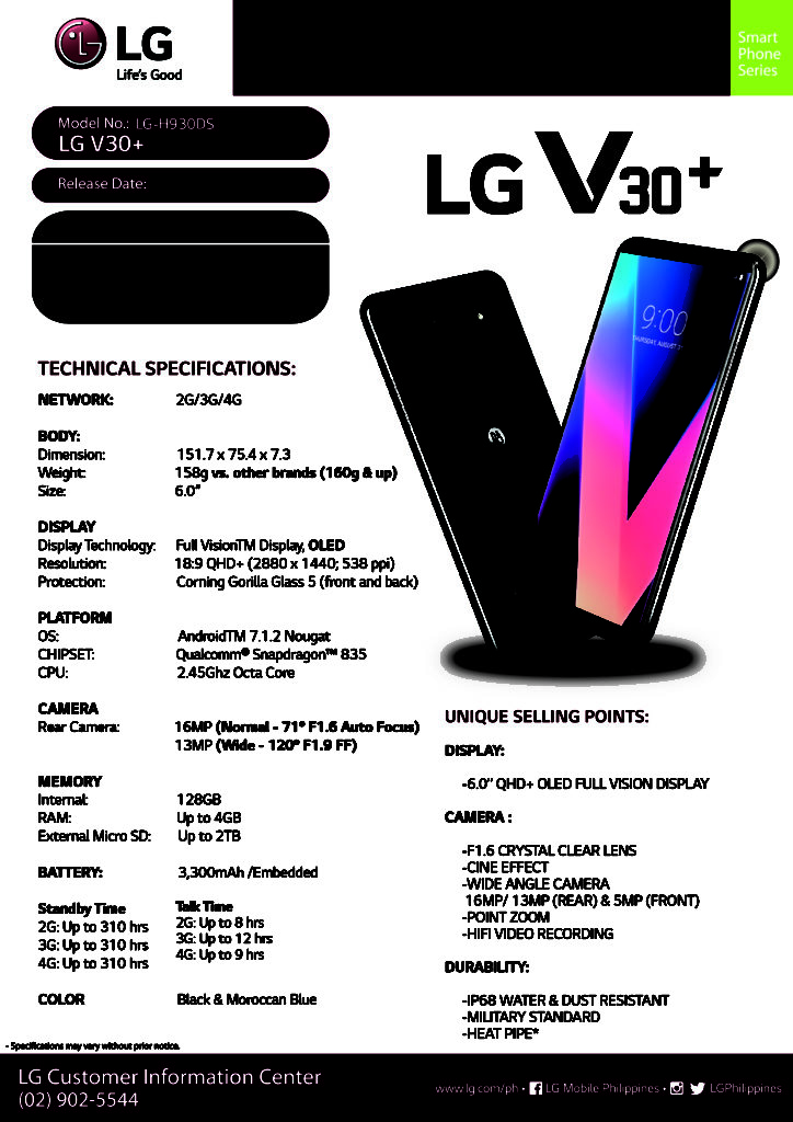 LG V30 SPECS 1
