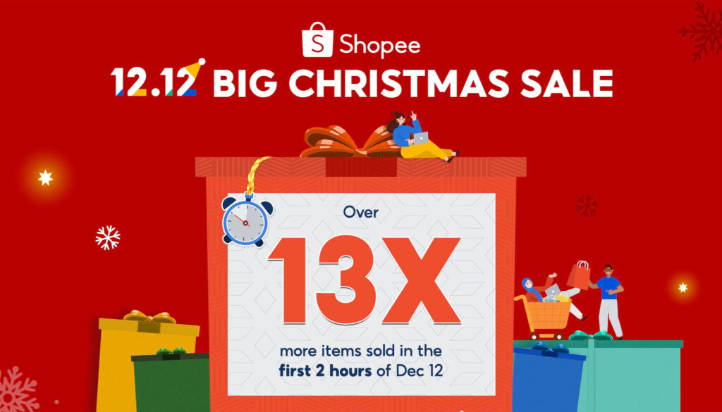 Shopee 12.12 Big Christmas Sale off to a strong start, with over 13 times uplift in items sold in the first 2 hours of December 12