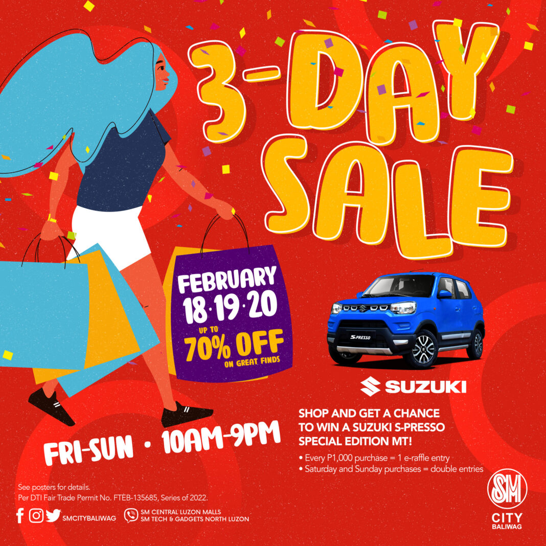 SM CITY BALIWAG’S FIRST 3 DAY SALE HURRAH FOR 2022