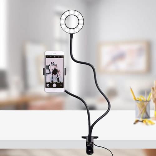 Selfie ring light with lazy pod