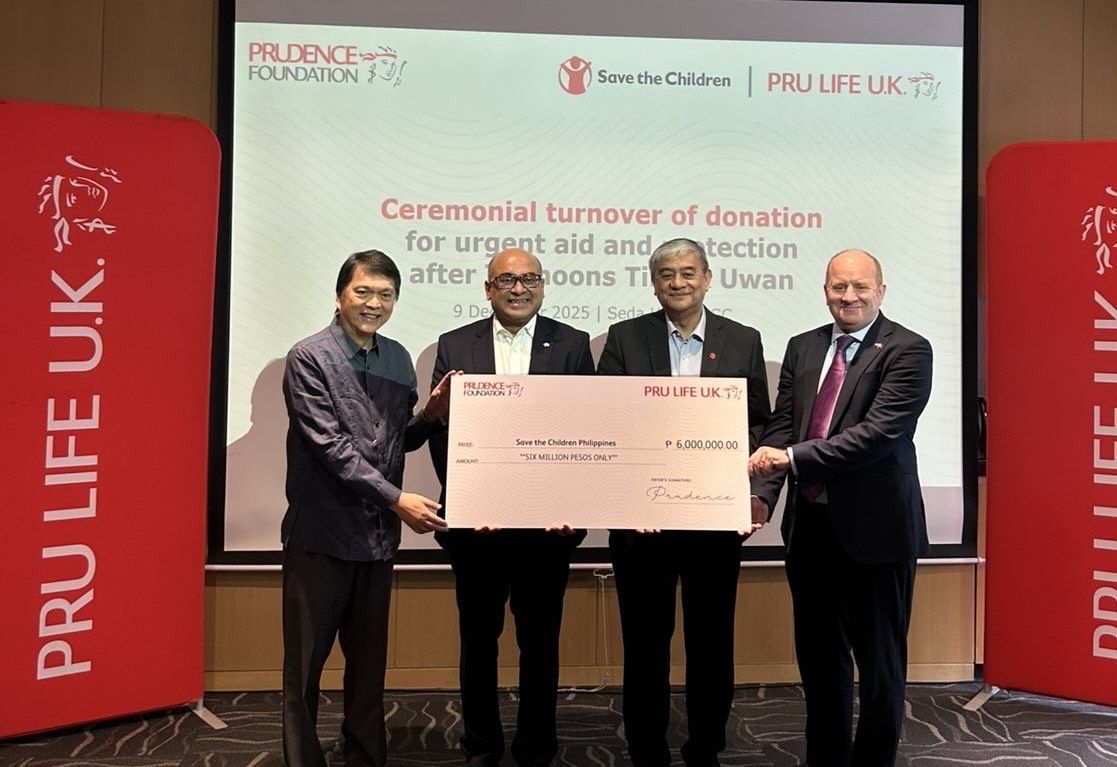 Pru Life UK and Prudence Foundation Donate Php6 millionto Save the Children Philippines to Aid Families Hit by TyphoonsTino and Uwan